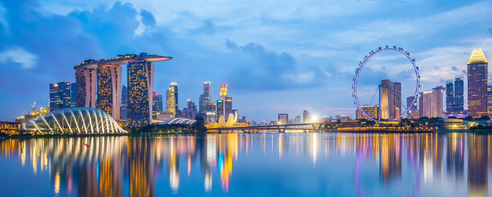 Illuminated Singapore skyline