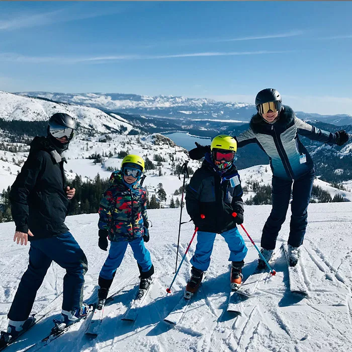 Nicola Giesecke skiing with her family