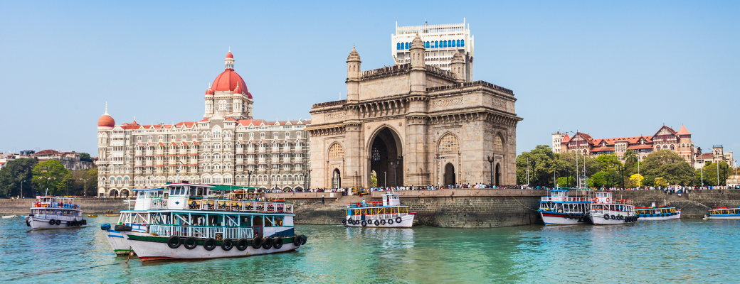 Architecture in India, river with boats