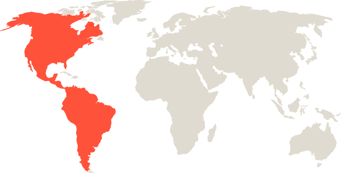 World map with Americas highlighted