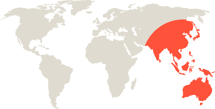 World map with Asia Pacific highlighted