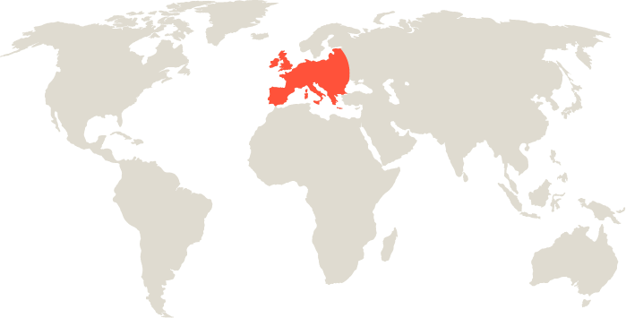World map with Europe highlighted