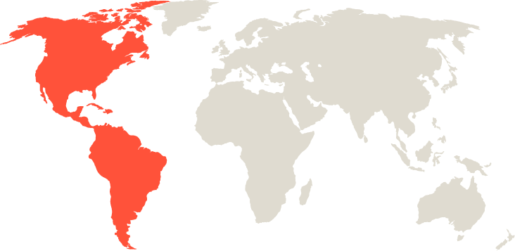 Map of the world with the Americas highlighted