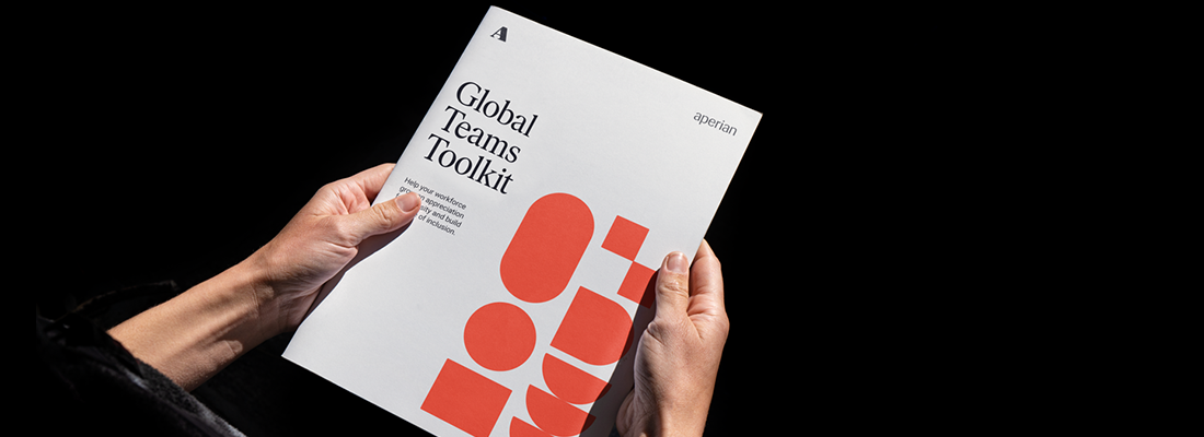 Person holding Global Teams Toolkit book