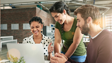 diverse team working with global coworkers virtually