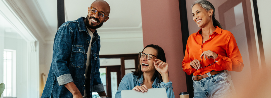 a diverse team working together in a professional environment