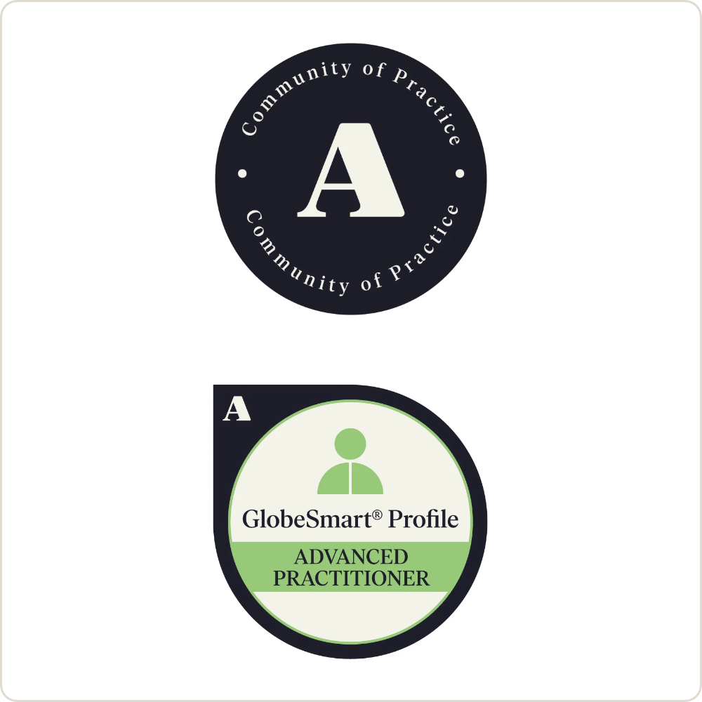 Image of the Community of Practice logo and GSP Certified Practitioner badge